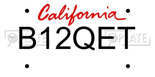B12QET California License Plate
