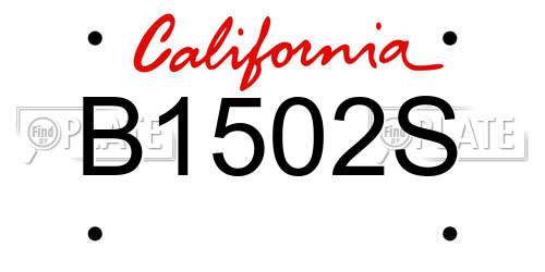 B1502S California License Plate