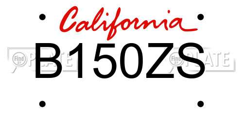 B150ZS California License Plate