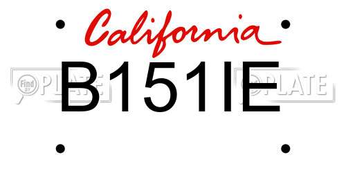 B151IE California License Plate