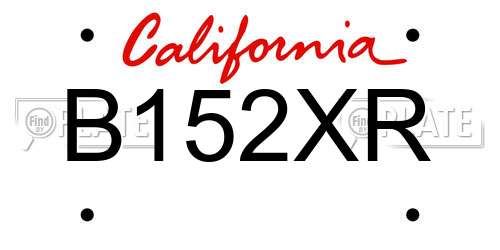B152XR California License Plate