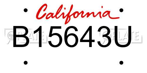 B15643U California License Plate