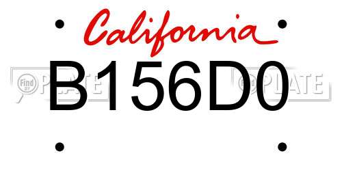 B156D0 California License Plate