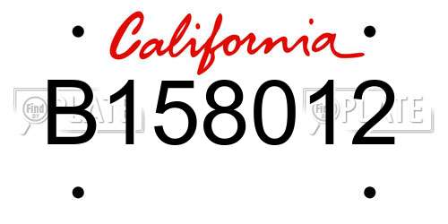 B158012 California License Plate
