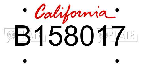 B158017 California License Plate