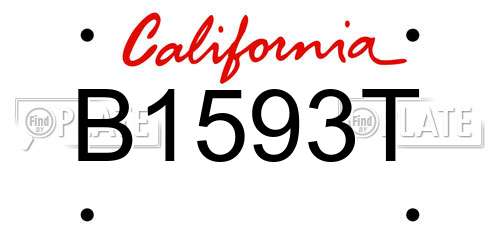 B1593T California License Plate