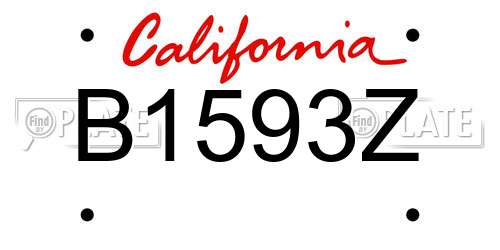 B1593Z California License Plate