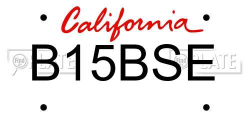 B15BSE California License Plate