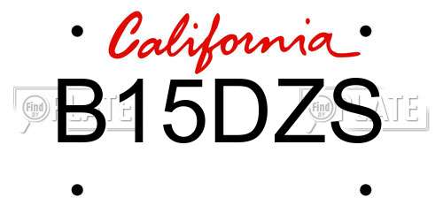 B15DZS California License Plate