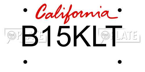B15KLT California License Plate