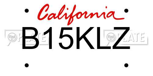 B15KLZ California License Plate