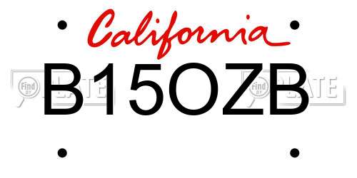 B15OZB California License Plate
