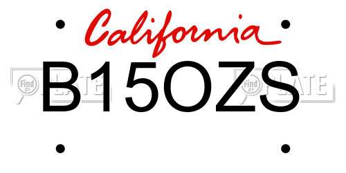B15OZS California License Plate