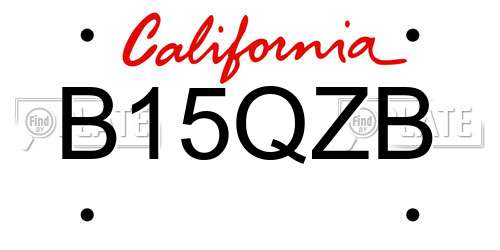 B15QZB California License Plate