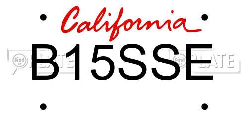 B15SSE California License Plate
