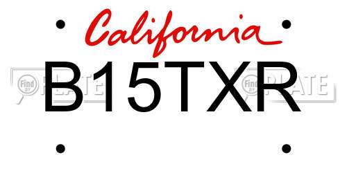 B15TXR California License Plate