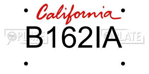 B162IA California License Plate