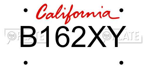 B162XY California License Plate