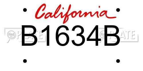 B1634B California License Plate