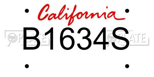 B1634S California License Plate
