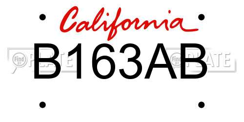 B163AB California License Plate