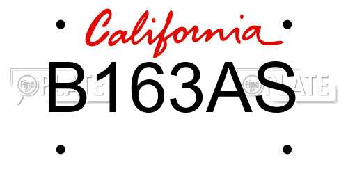 B163AS California License Plate
