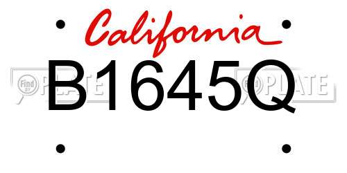 B1645Q California License Plate
