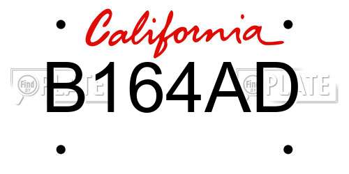 B164AD California License Plate
