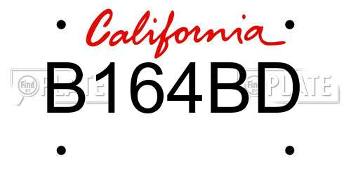 B164BD California License Plate