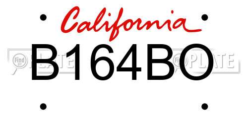 B164BO California License Plate