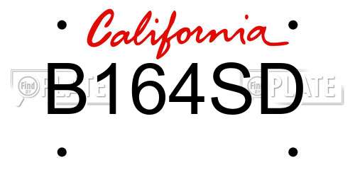 B164SD California License Plate