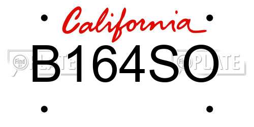 B164SO California License Plate