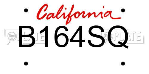 B164SQ California License Plate