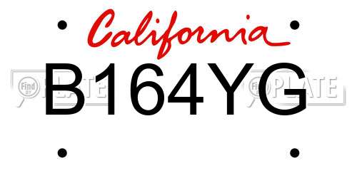 B164YG California License Plate