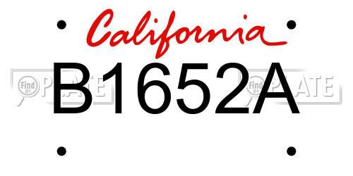 B1652A California License Plate