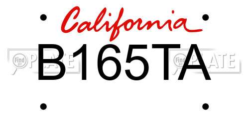 B165TA California License Plate