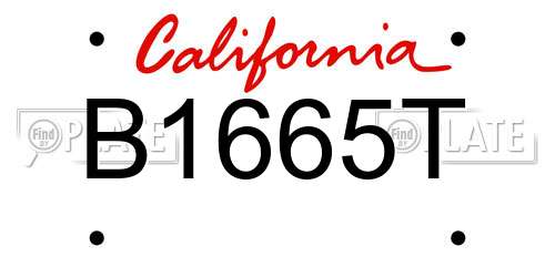 B1665T California License Plate