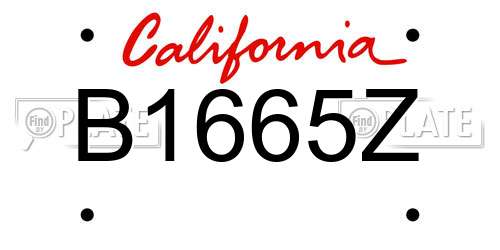 B1665Z California License Plate