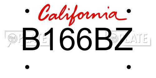 B166BZ California License Plate