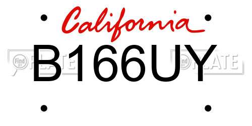 B166UY California License Plate