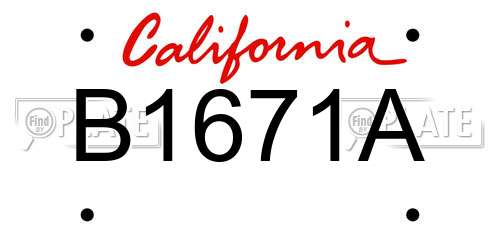 B1671A California License Plate