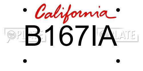 B167IA California License Plate