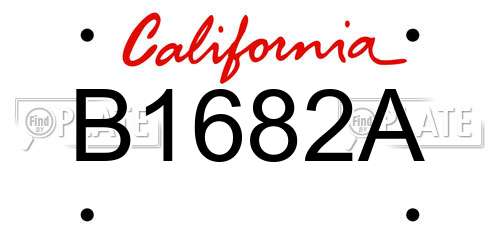 B1682A California License Plate