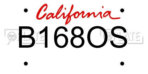 B168OS California License Plate