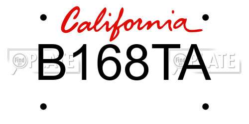B168TA California License Plate
