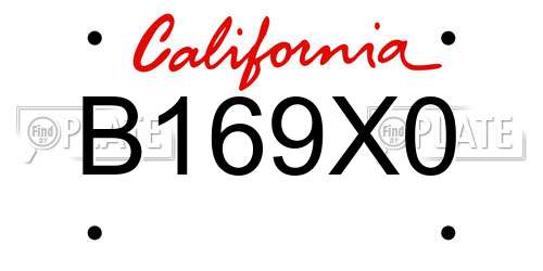 B169X0 California License Plate