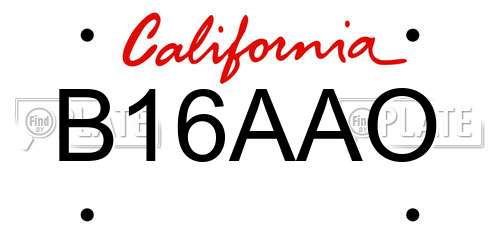 B16AAO California License Plate