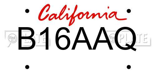 B16AAQ California License Plate