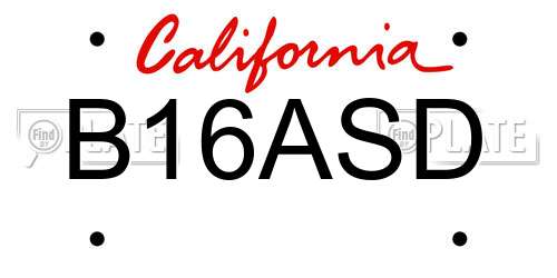 B16ASD California License Plate