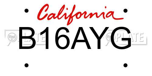 B16AYG California License Plate